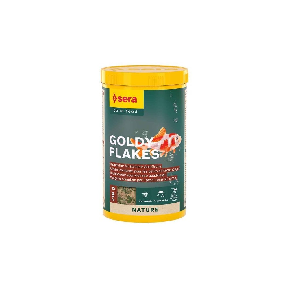 Confezione di Sera Goldy Flakes mangime in scaglie per pesci rossi in vendita su Tropical Life