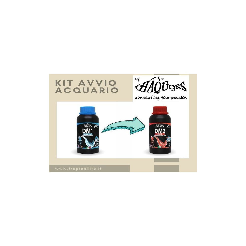Kit Haquoss DM1 Conditioner e DM2 Alive per avvio acquario in vendita su Tropical Life